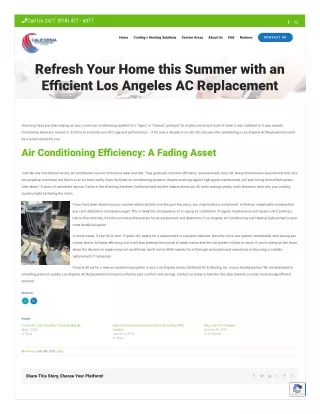 Refresh Your Home this Summer with an Efficient Los Angeles AC Replacement