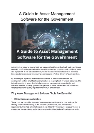 A Guide to Asset Management Software for the Government