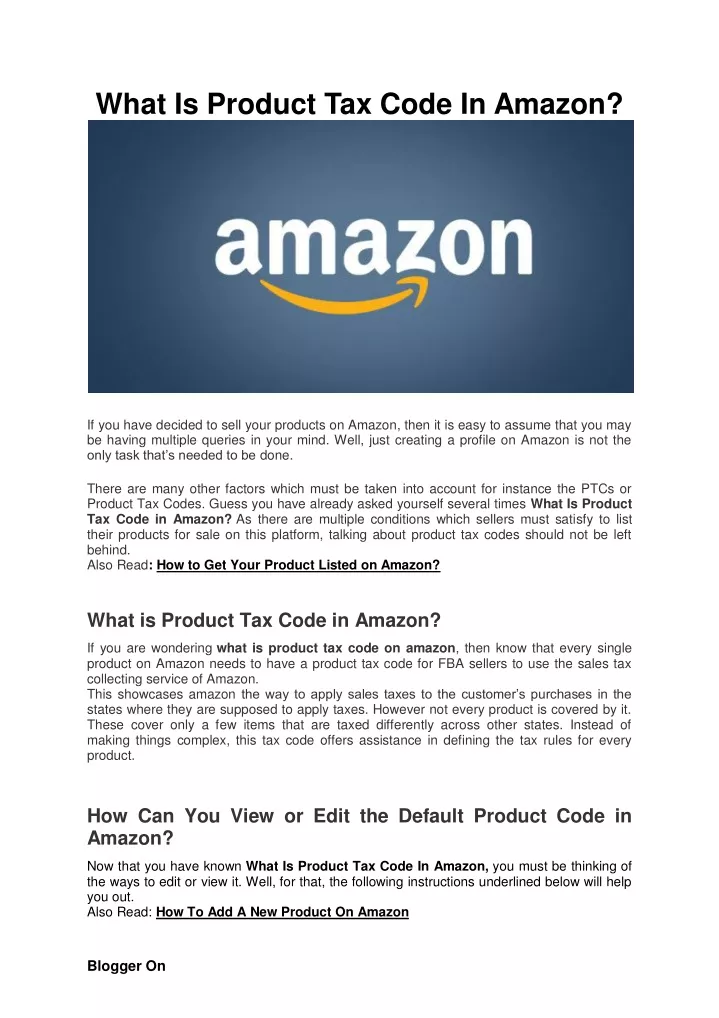 what is product tax code in amazon