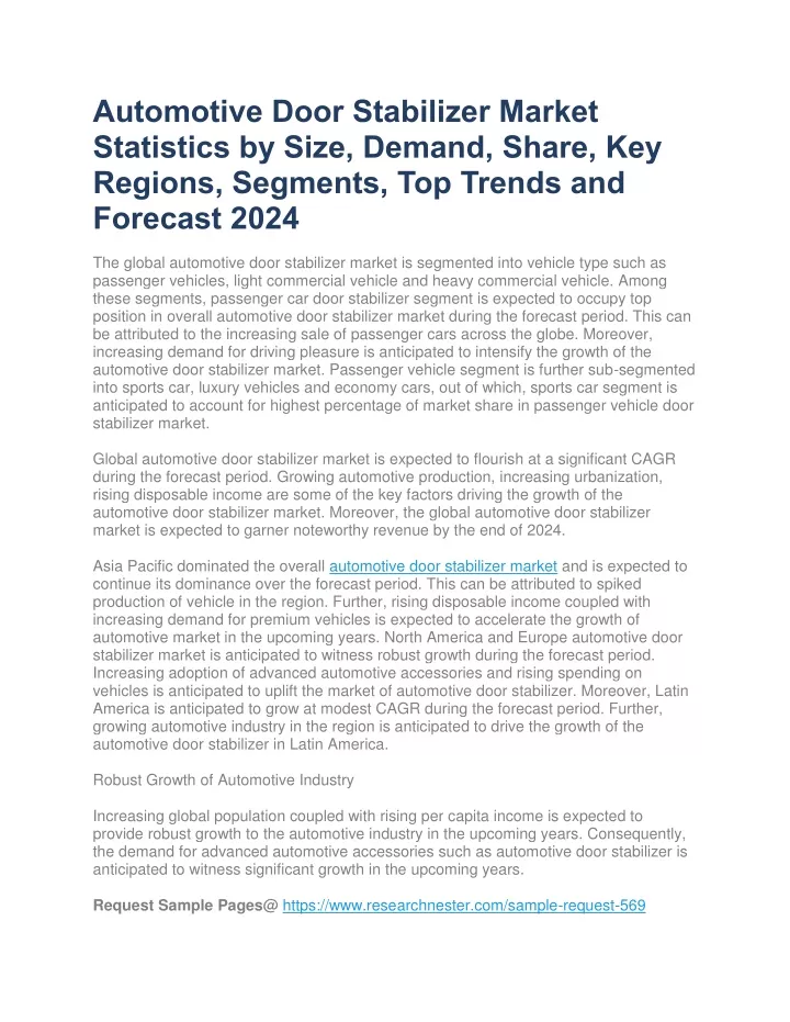 automotive door stabilizer market statistics