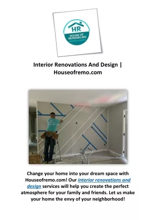 Interior Renovations And Design | Houseofremo.com