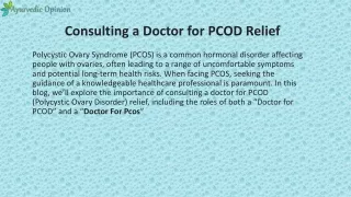 Consulting a Doctor for PCOD Relief