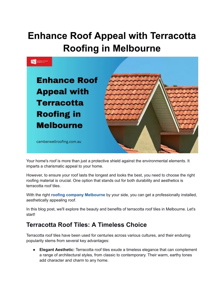 enhance roof appeal with terracotta roofing