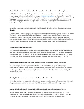 global interferons market anticipated to showcase