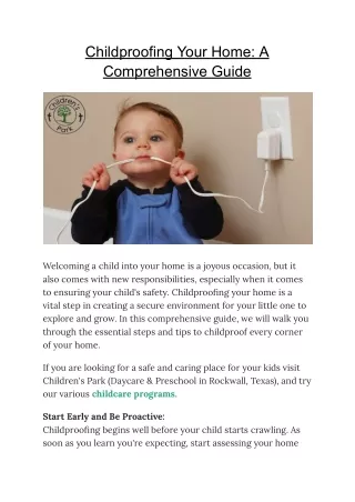Childproofing Your Home_ A Comprehensive Guide