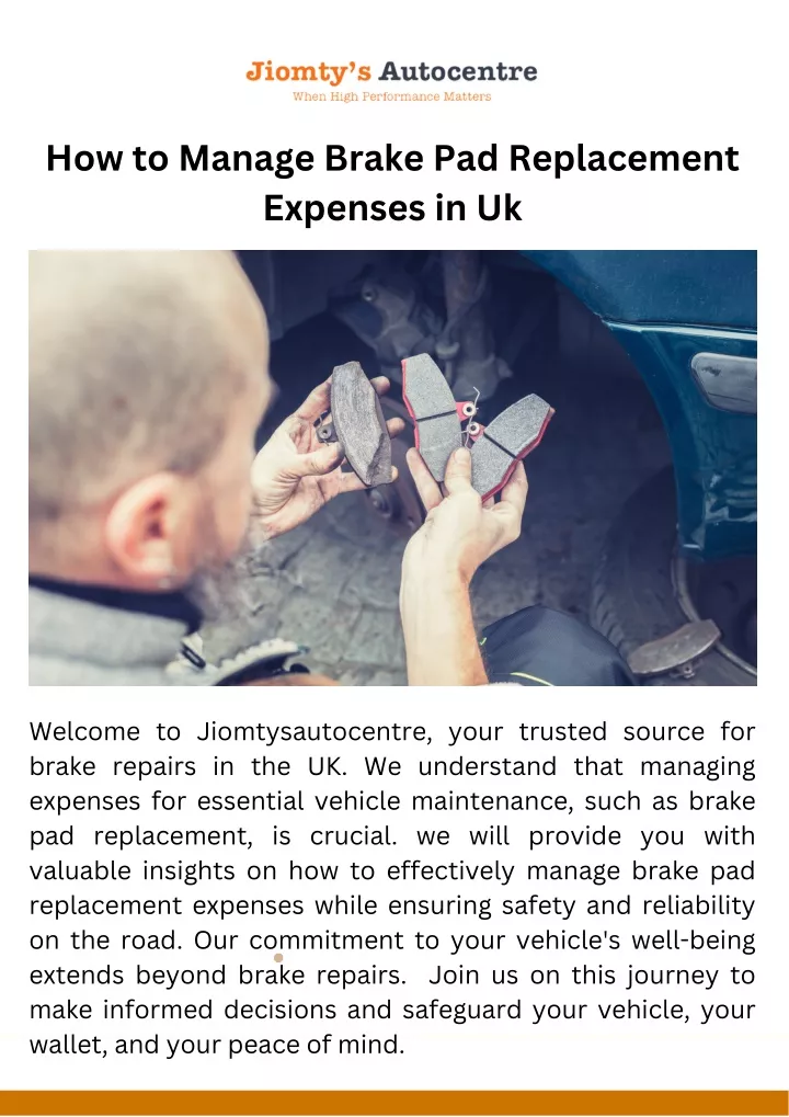 how to manage brake pad replacement expenses in uk