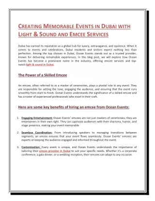 c reating m emorable e vents in d ubai with