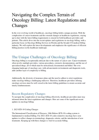 Navigating the Complex Terrain of Oncology Billing Latest Regulations and Changes