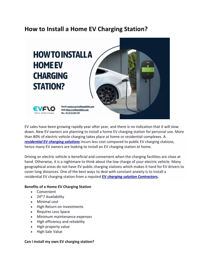 how to install a home ev charging station