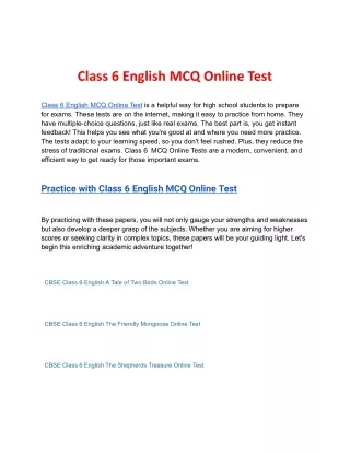 Class 6 English MCQ Online Test