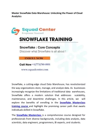 Master Snowflake Data Warehouse Unlocking the Power of Cloud Analytics