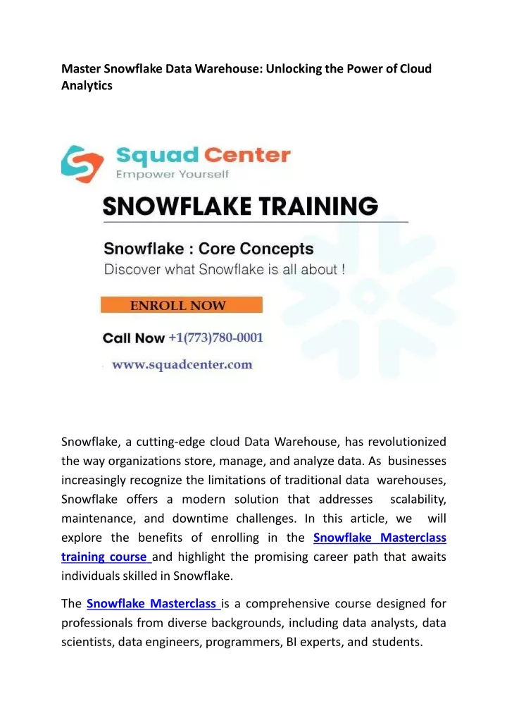 master snowflake data warehouse unlocking