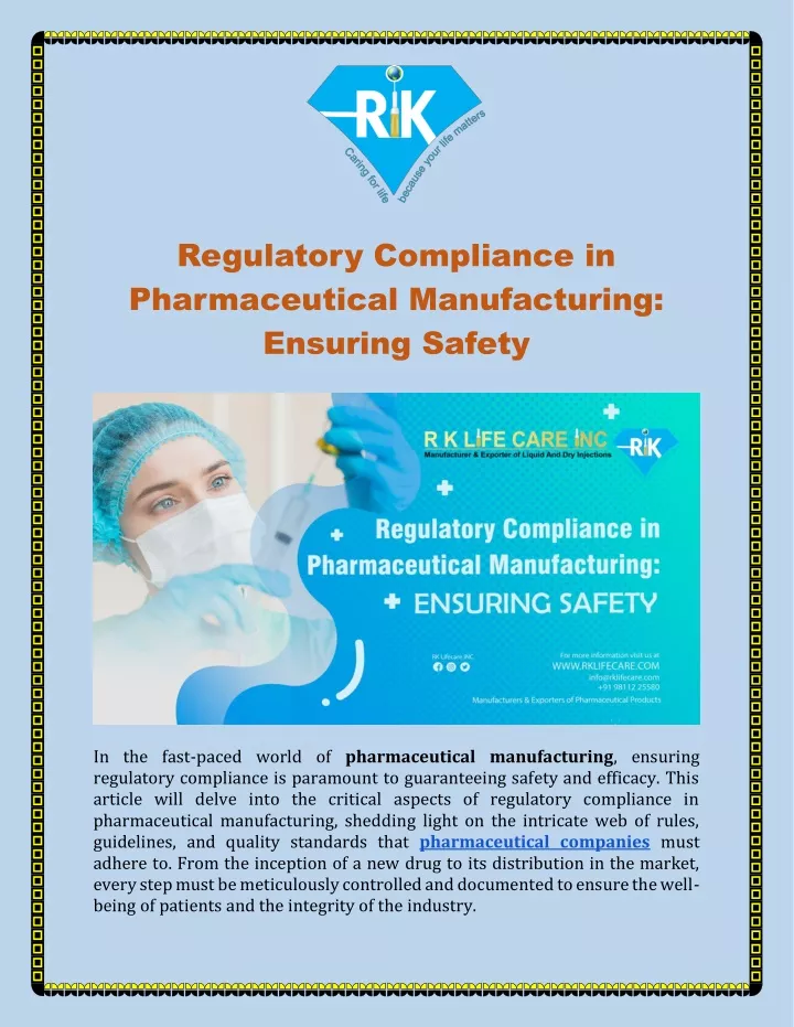 regulatory compliance in pharmaceutical