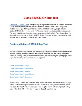 Class 5 MCQ Online Test