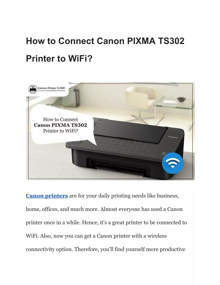 how to connect canon pixma ts302