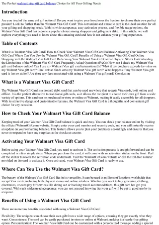 Walmart Visa Present Card: The best Solution for Gifting and Shopping