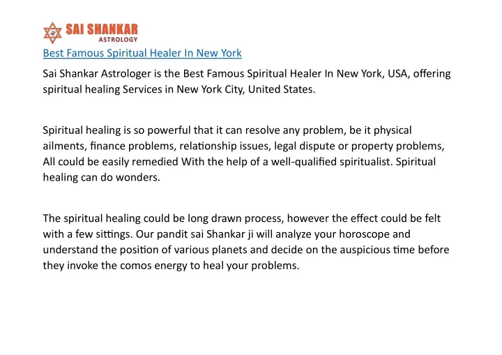 best famous spiritual healer in new york