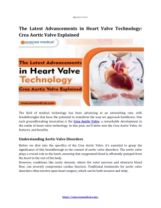 The Latest Advancements in Heart Valve Technology  Crea Aortic Valve Explained