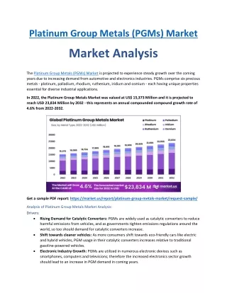 Platinum Group Metals (PGMs) Market