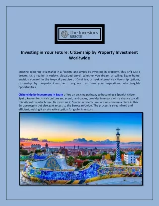 Investing in Your Future Citizenship by Property Investment Worldwide