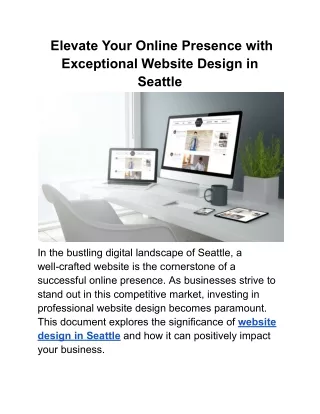 Elevate Your Online Presence with Exceptional Website Design in Seattle