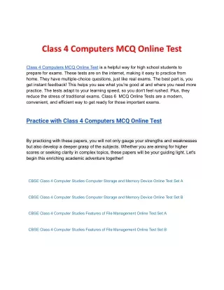 Class 4 Computers MCQ Online Test