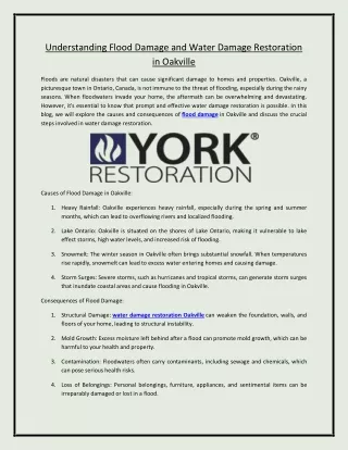 Understanding Flood Damage and Water Damage Restoration in Oakville