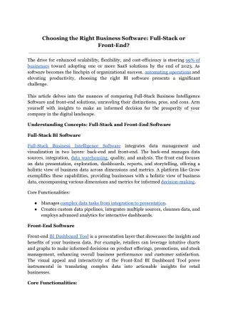 choosing the right business software full stack