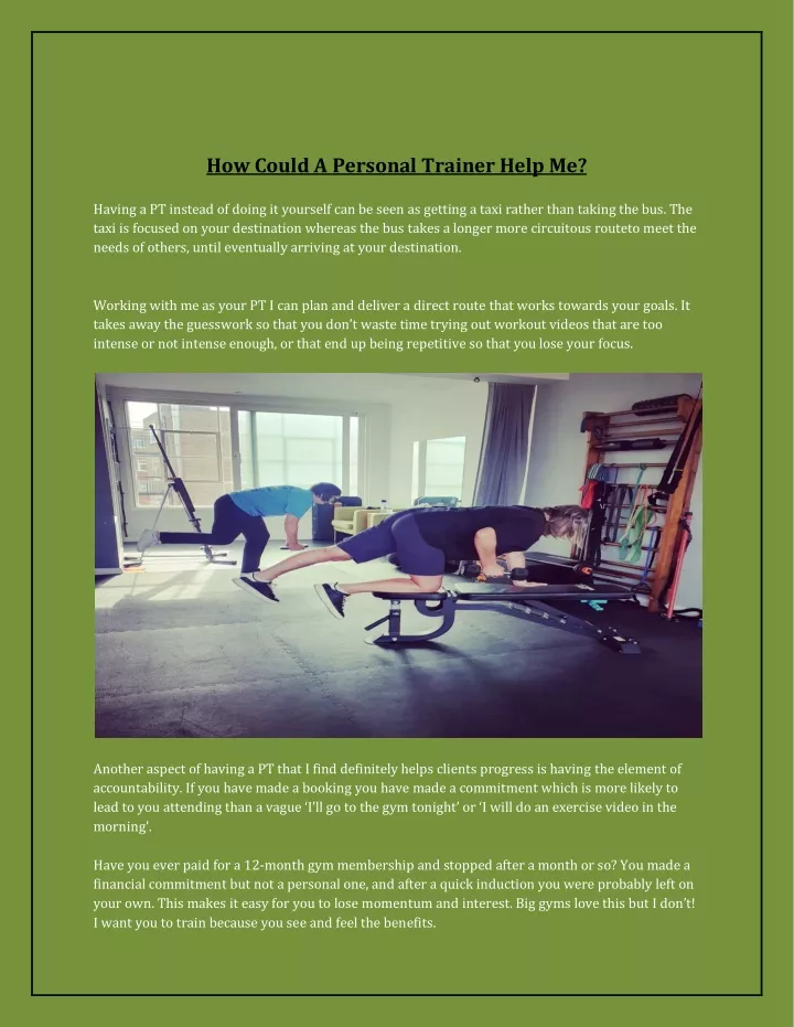 how could a personal trainer help me