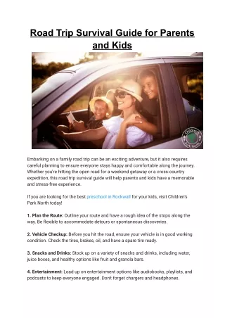 Road Trip Survival Guide for Parents and Kids