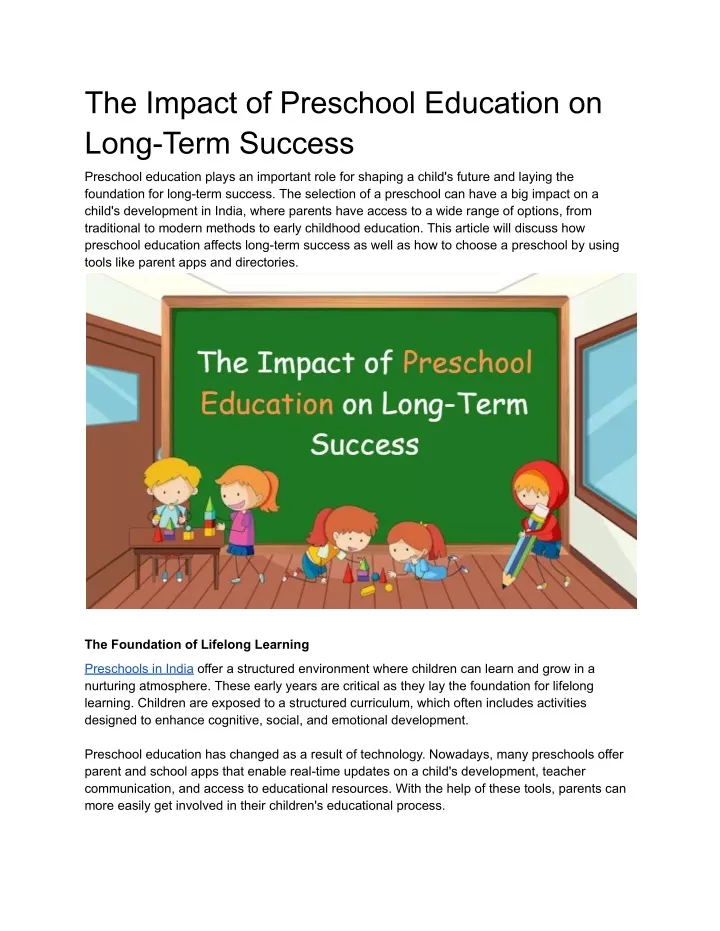 the impact of preschool education on long term