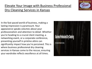 Elevate Your Image with Business Professional Dry Cleaning Services in Kansas