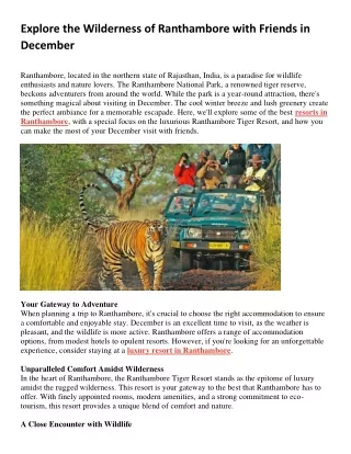 explore the wilderness of ranthambore with