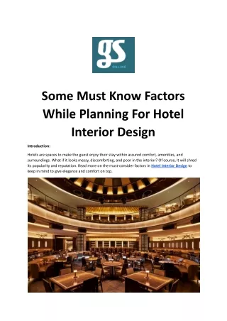 Some Must Know Factors While Planning For Hotel Interior Design.docx