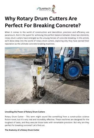 Why Rotary Drum Cutters Are Perfect For Breaking Concrete