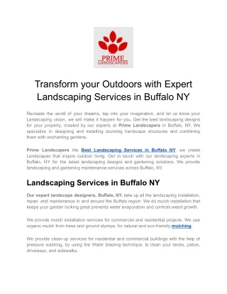 Transform your Outdoors with Expert Landscaping Services in Buffalo NY
