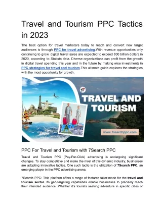 Travel and Tourism PPC Tactics in 2023
