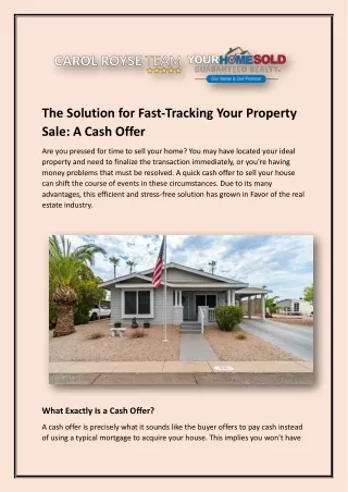 Fast & Easy Cash Offers for Your Home | Carol Royse Team