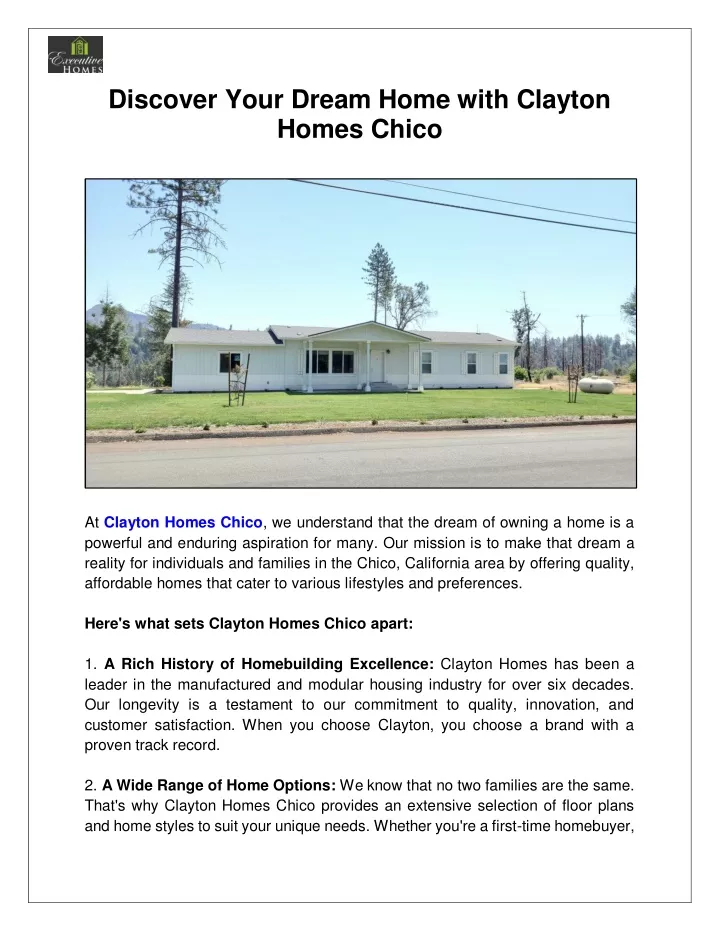 discover your dream home with clayton homes chico