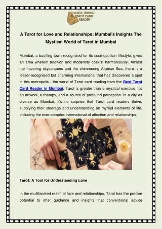 A Tarot for Love and Relationships Mumbai's Insights The Mystical World of Tarot in Mumbai