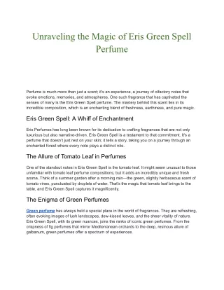 The Nature's Symphony of Eris Green Spell Perfume