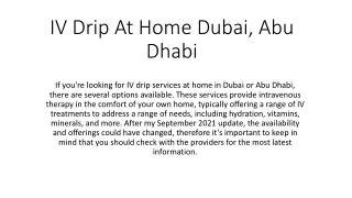 IV Drip At Home Dubai, Abu Dhabi