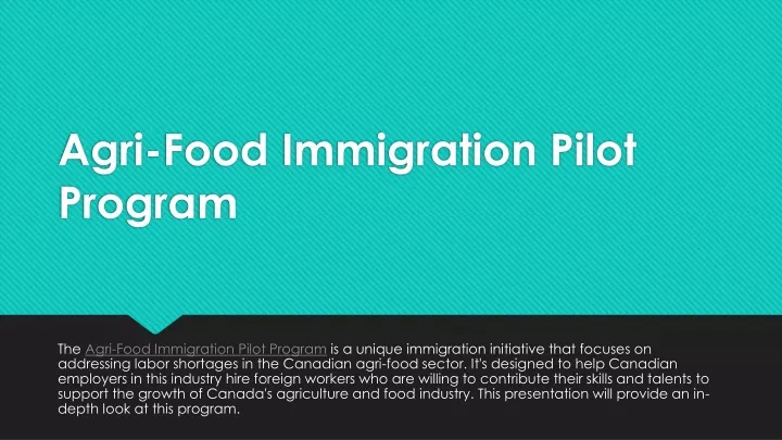 agri food immigration pilot program