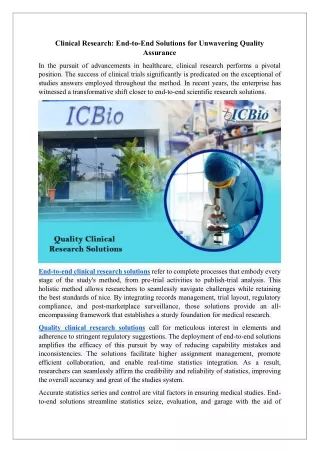 Clinical Research End-to-End Solutions for Unwavering Quality Assurance