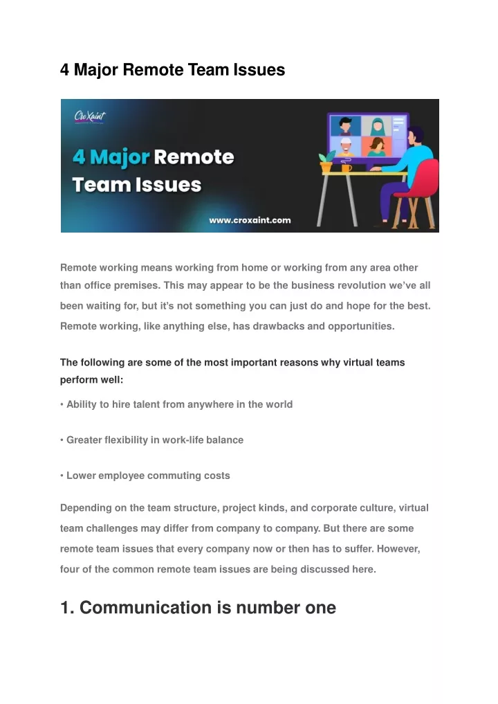 4 major remote team issues