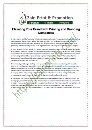 Elevating Your Brand with Printing and Branding Companies