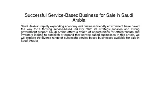 bussiness for sale in saudia arabia