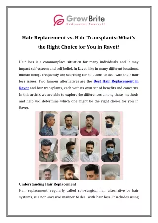 Hair Replacement vs. Hair Transplants What's the Right Choice for You in Ravet