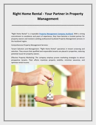 Right Home Rental - Your Partner in Property Management