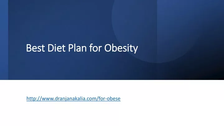 best diet plan for obesity